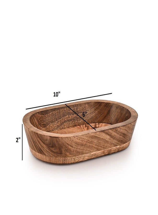 BHAVATU Decorative Bowl Mango Wood Hand Carved Home Decor for Dining Table Centerpiece Bowl for Table (10" x 6" x 2") - Image 4